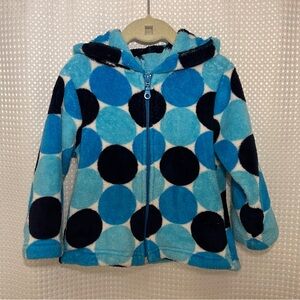 Hanna Andersson Plush Blue and Black Polka Dot fleece jacket